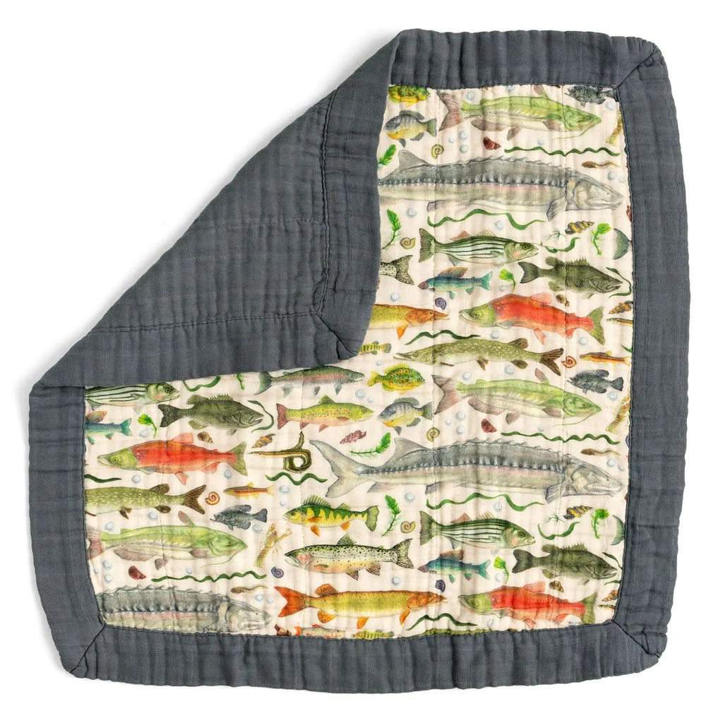1canoe2- Freshwater Fish Baby Lovey Muslin Blanket
