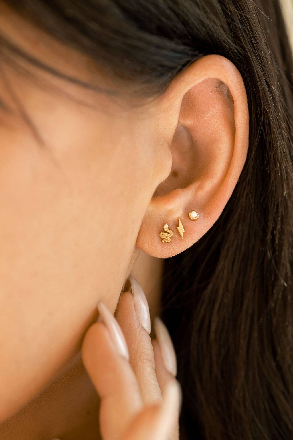 Land of Salt- Snake Stud Earrings in Gold