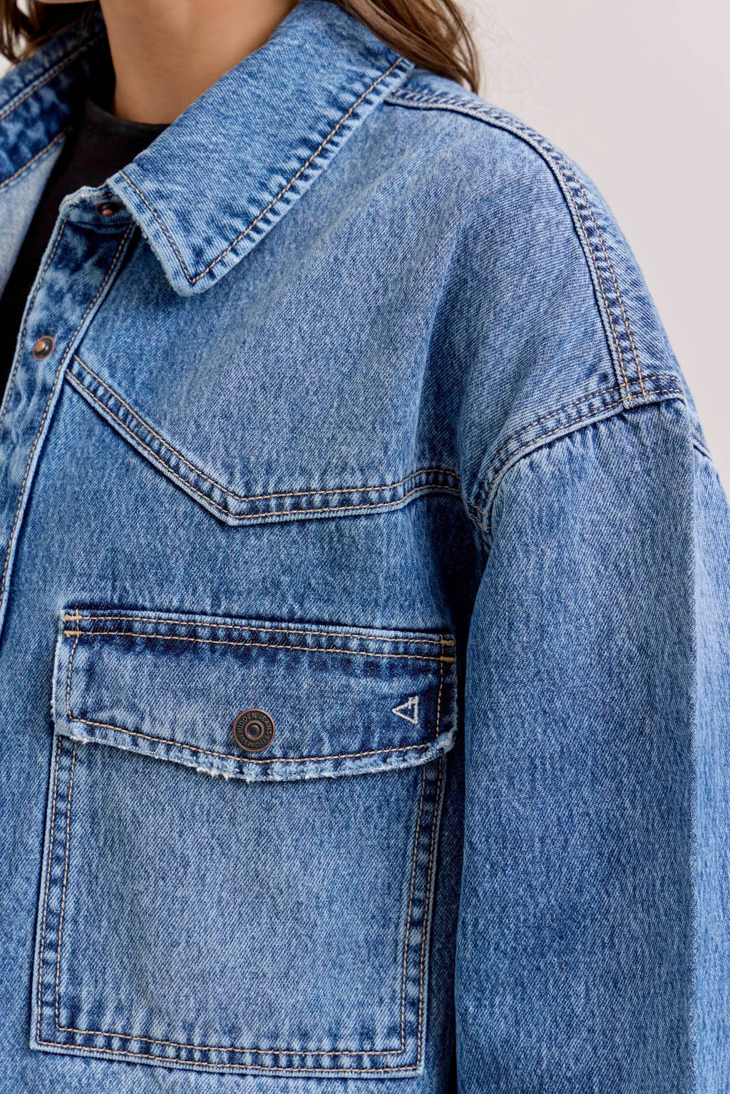 Hidden Jeans- Medium Dark Classic Oversized Western Shirt