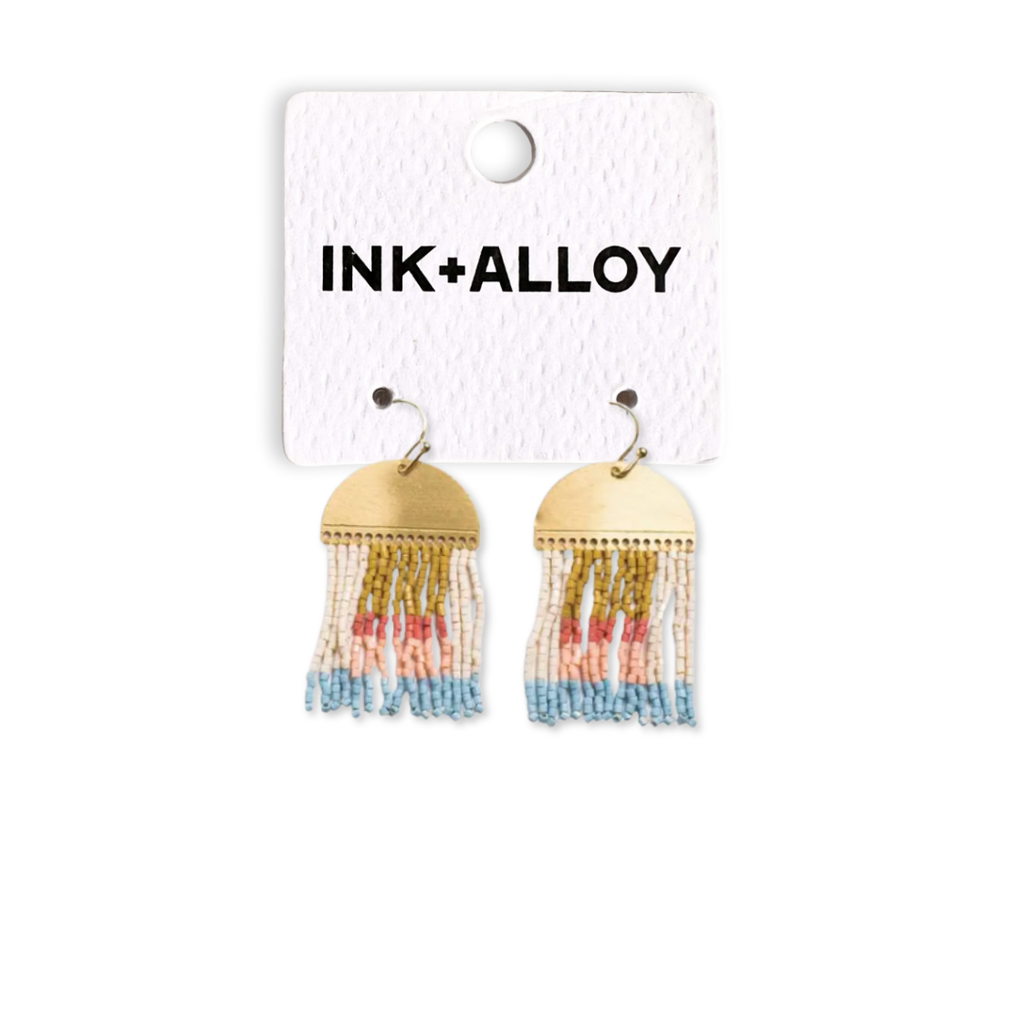 INK + ALLOY- Birdie Abstract Beaded Fringe Earrings Amalfi Wholesale