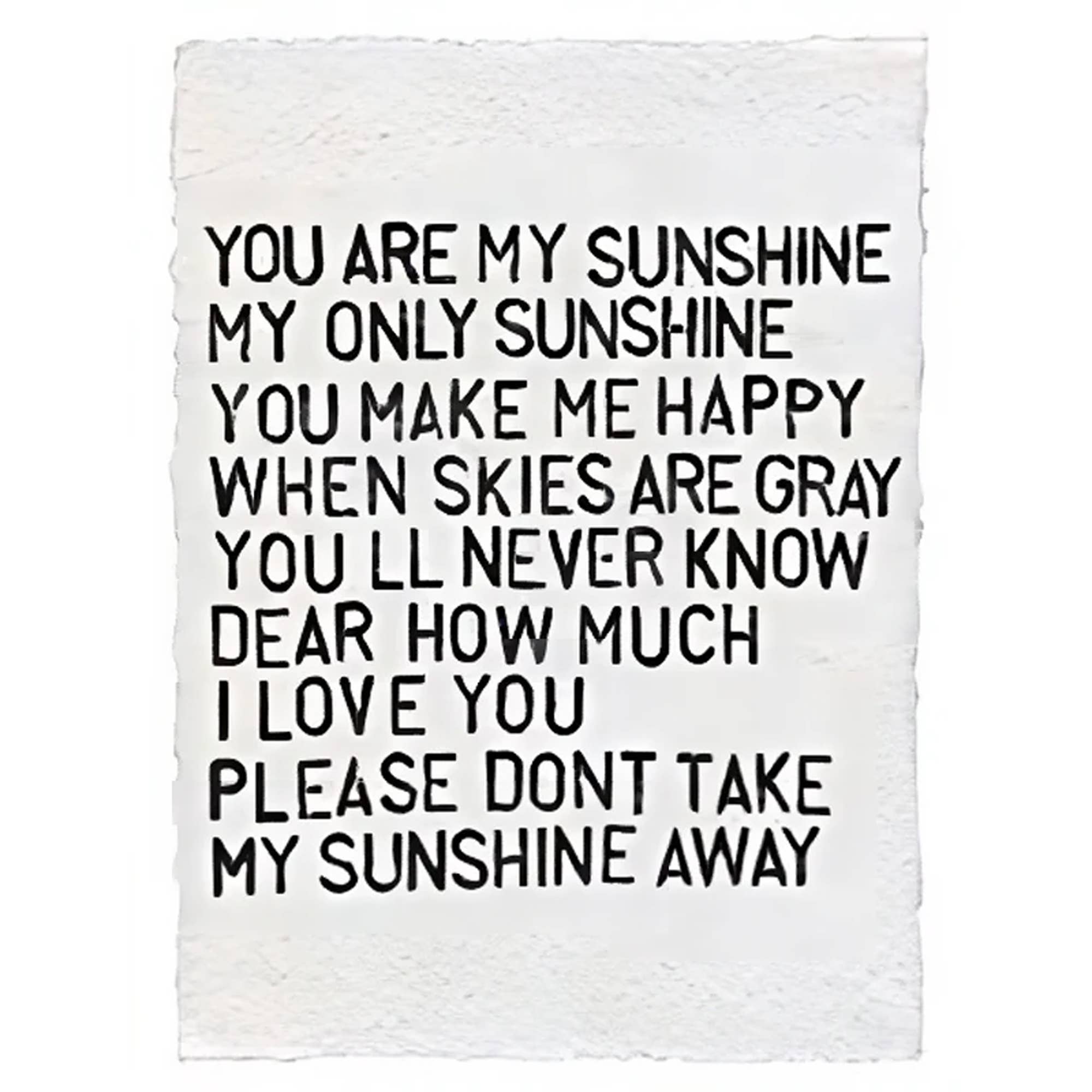 Sugarboo & Co- Handmade Paper Print - You Are My Sunshine - 12"x16