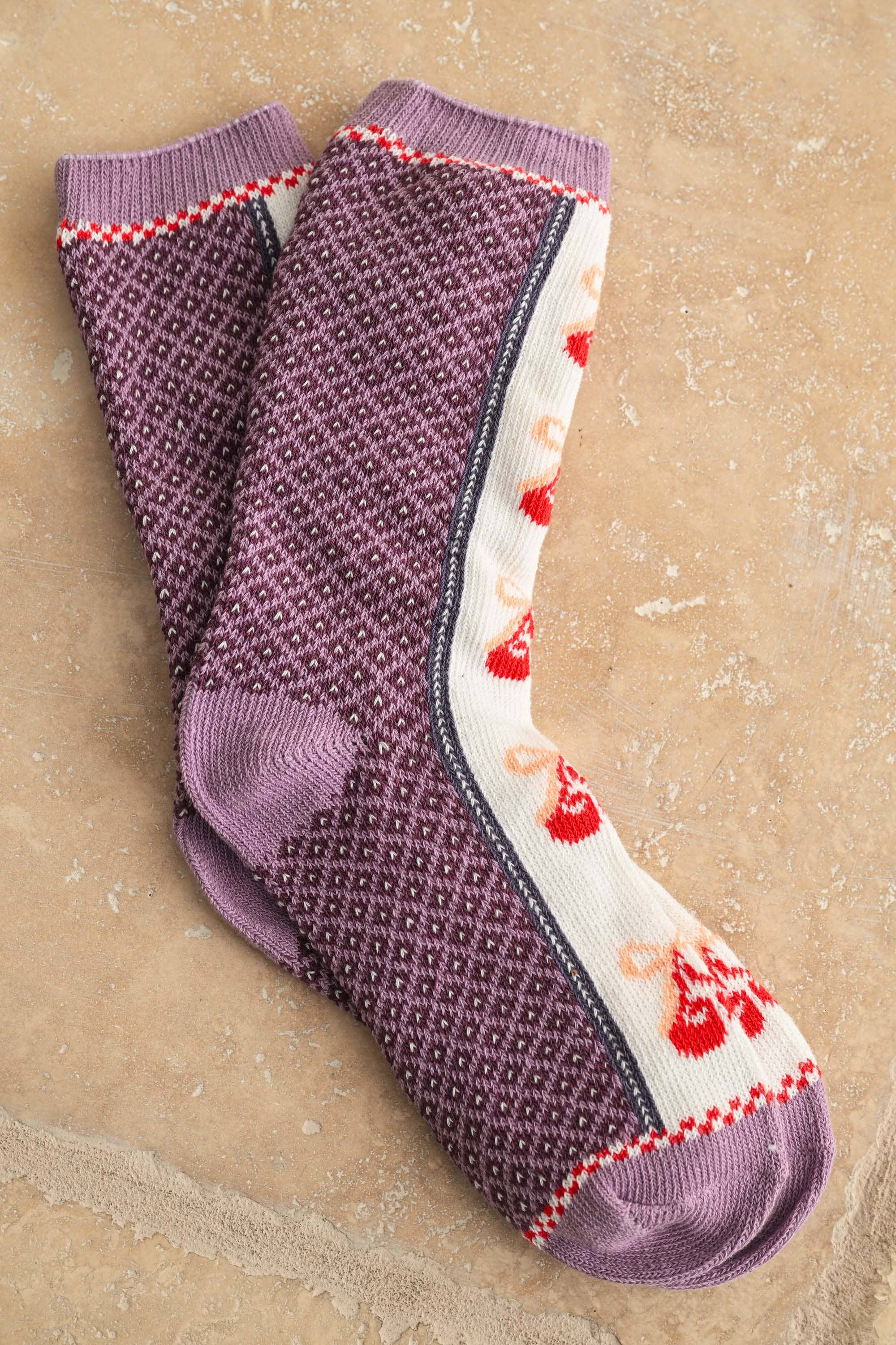 Miou Muse- Cherry and Multi Pattern Sock