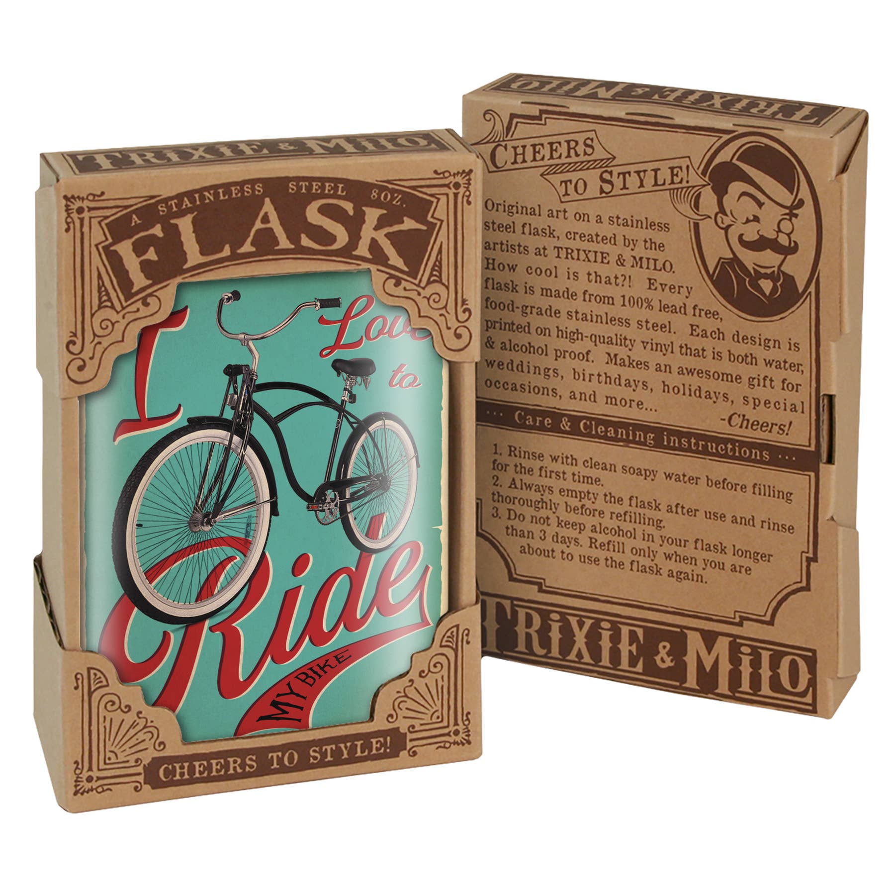 Lucky Jack- Flask - I Love to Ride My Bike