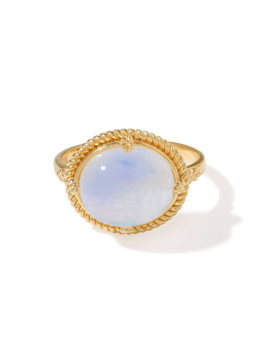Tiramisu- Artisan Braid Rope Detail Moonstone Gold Plated Ring