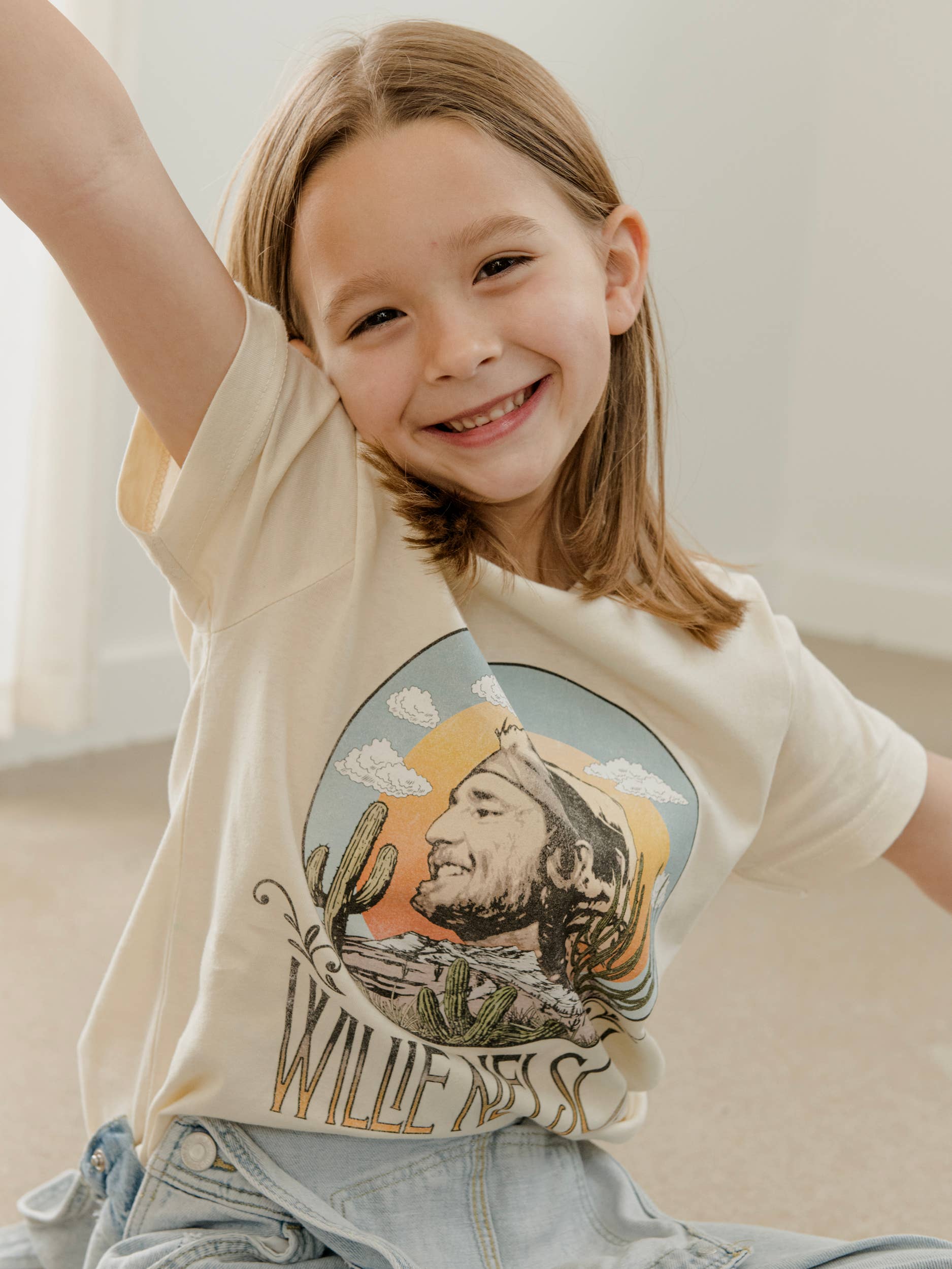 LivyLu- Children's Willie Nelson In the Sky Oatmeal Graphic Tee