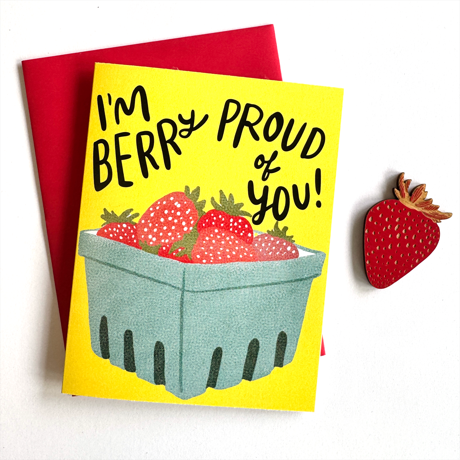 SnowMade- Berry Proud - Strawberry Magnet w/Card
