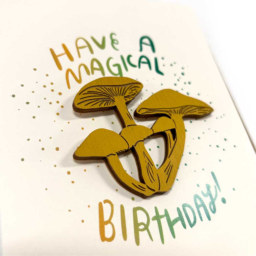SnowMade- Magical Birthday - Mushroom Magnet w/ Card