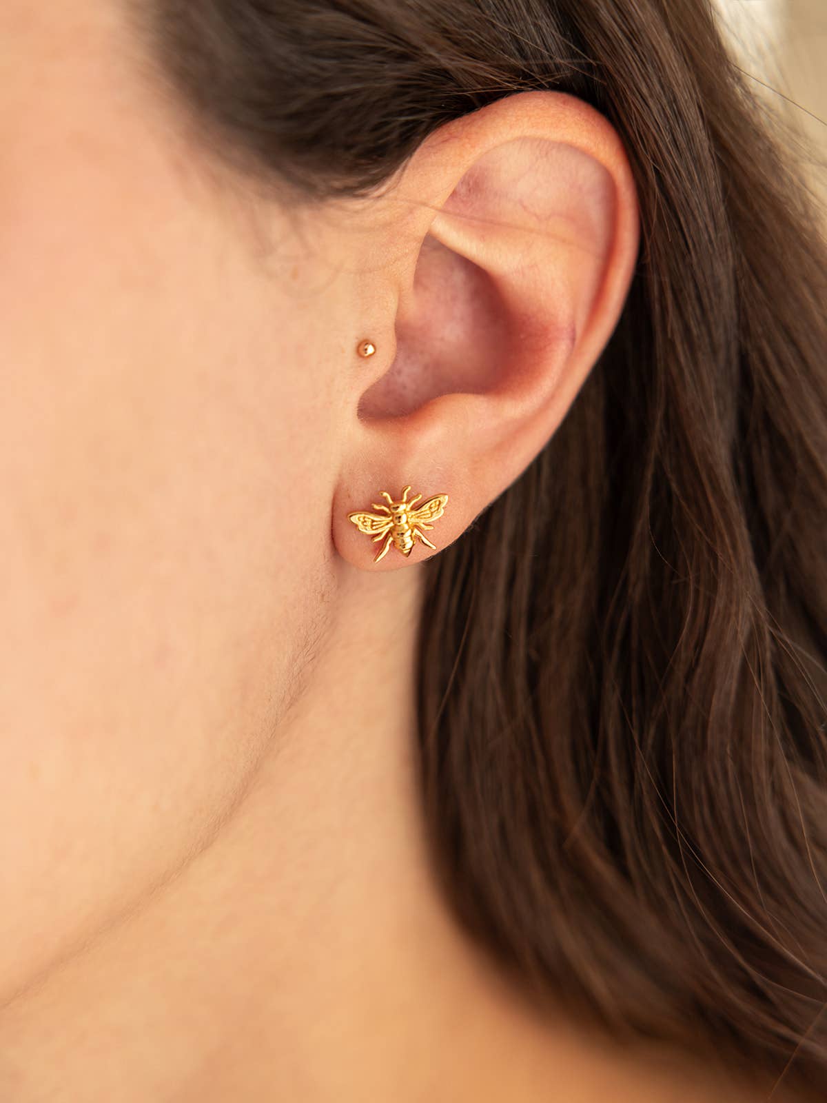 Land of Salt- Honey Bee Stud Earrings in Gold