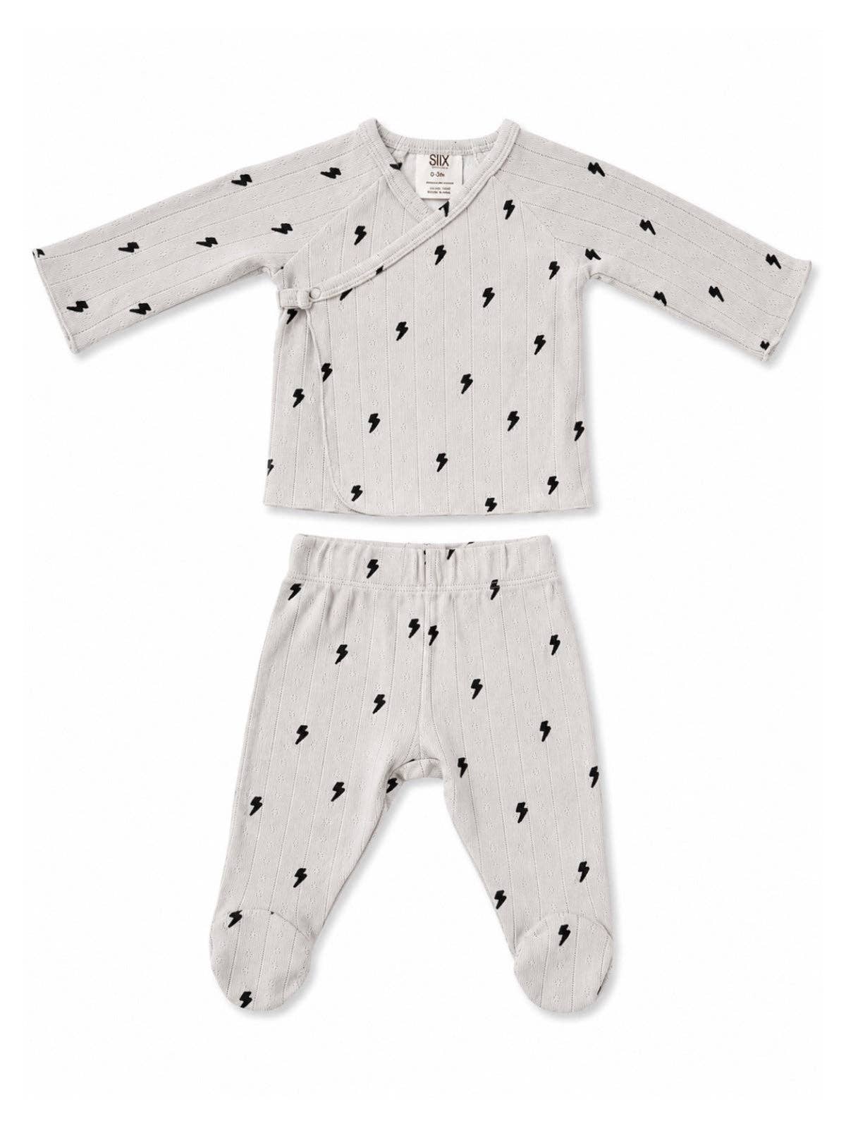 SIIX Collection- Lightning Bolts / Organic Pointelle Newborn Set