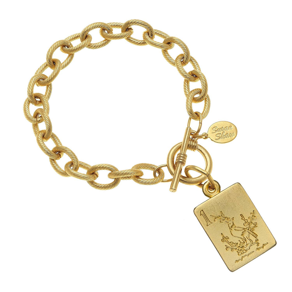 Susan Shaw- 1 Bam Bird Mahjong Tile Bracelet