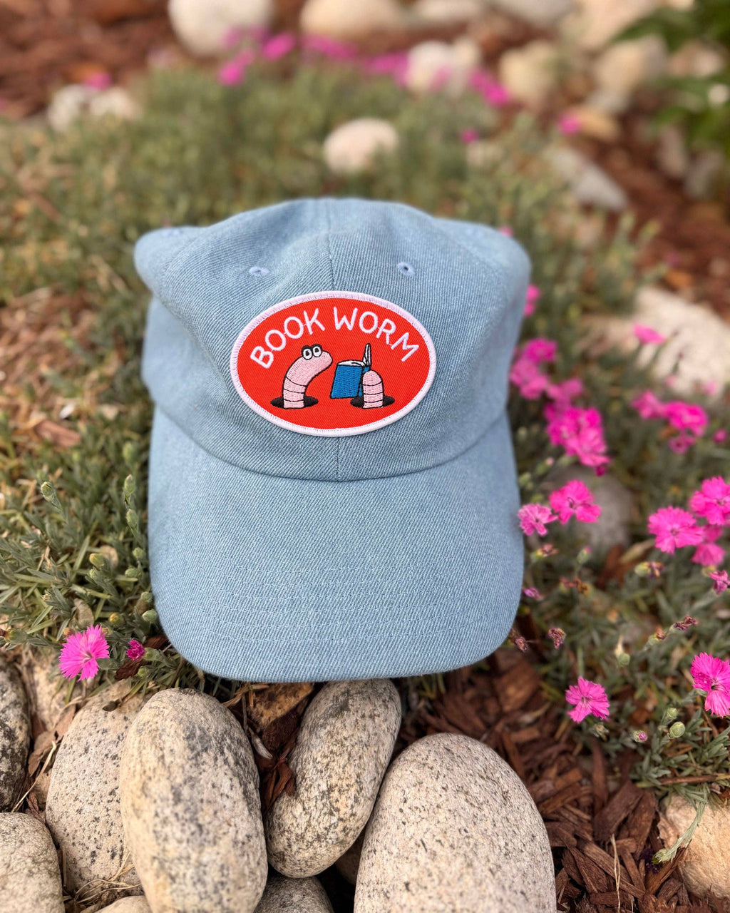 Trek Light- 100% Cotton Denim Dad Hat | Book Worm