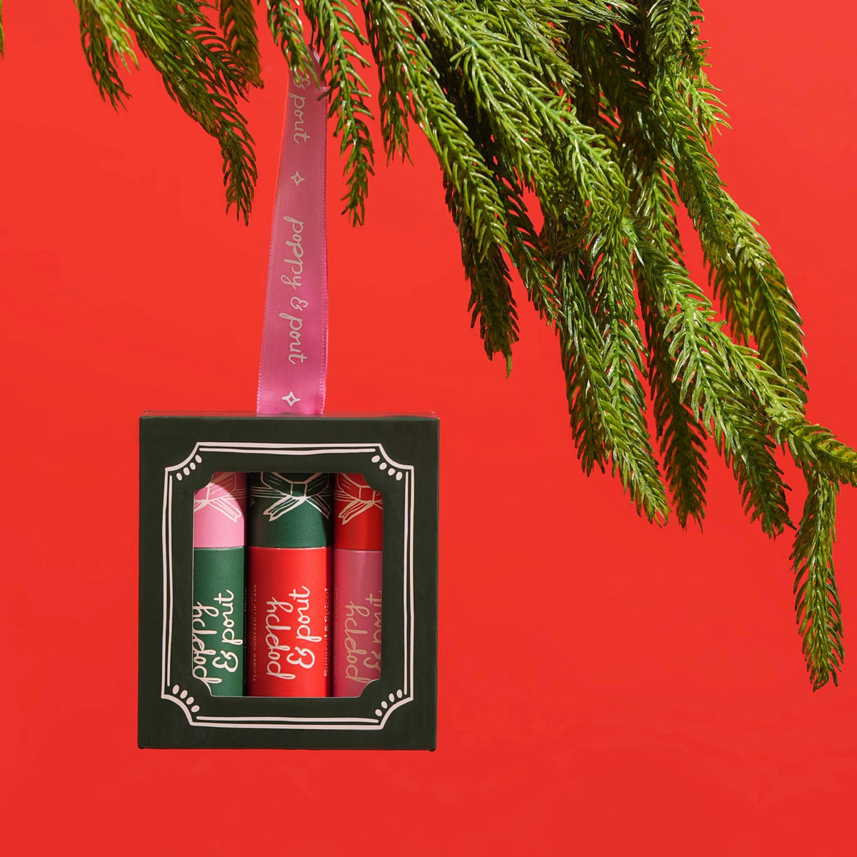 Poppy & Pout- Limited Edition, Lip Balm Trio, Holiday, Ornament