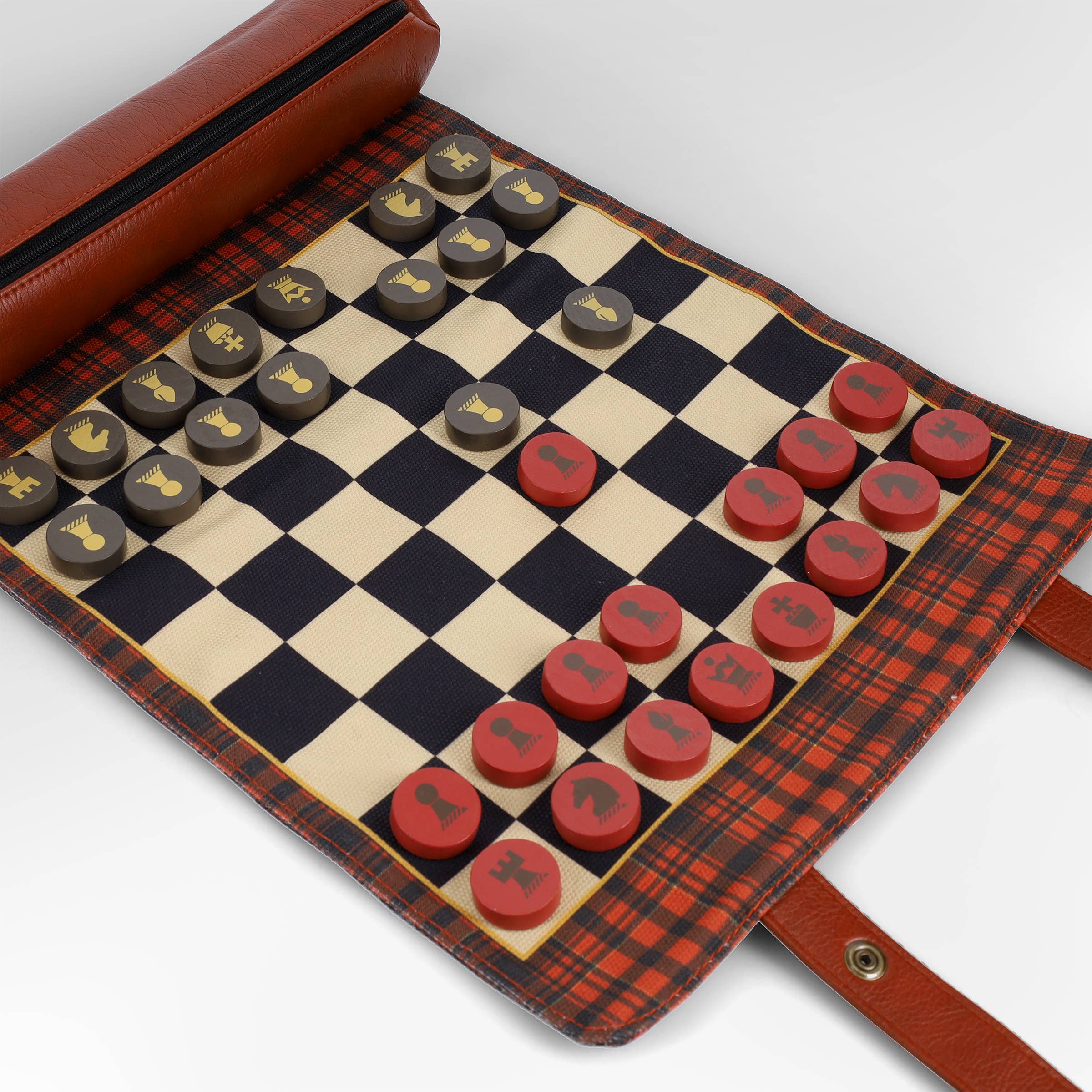 Chronicle Books- Pendleton Red Black Check Pattern Chess & Checkers