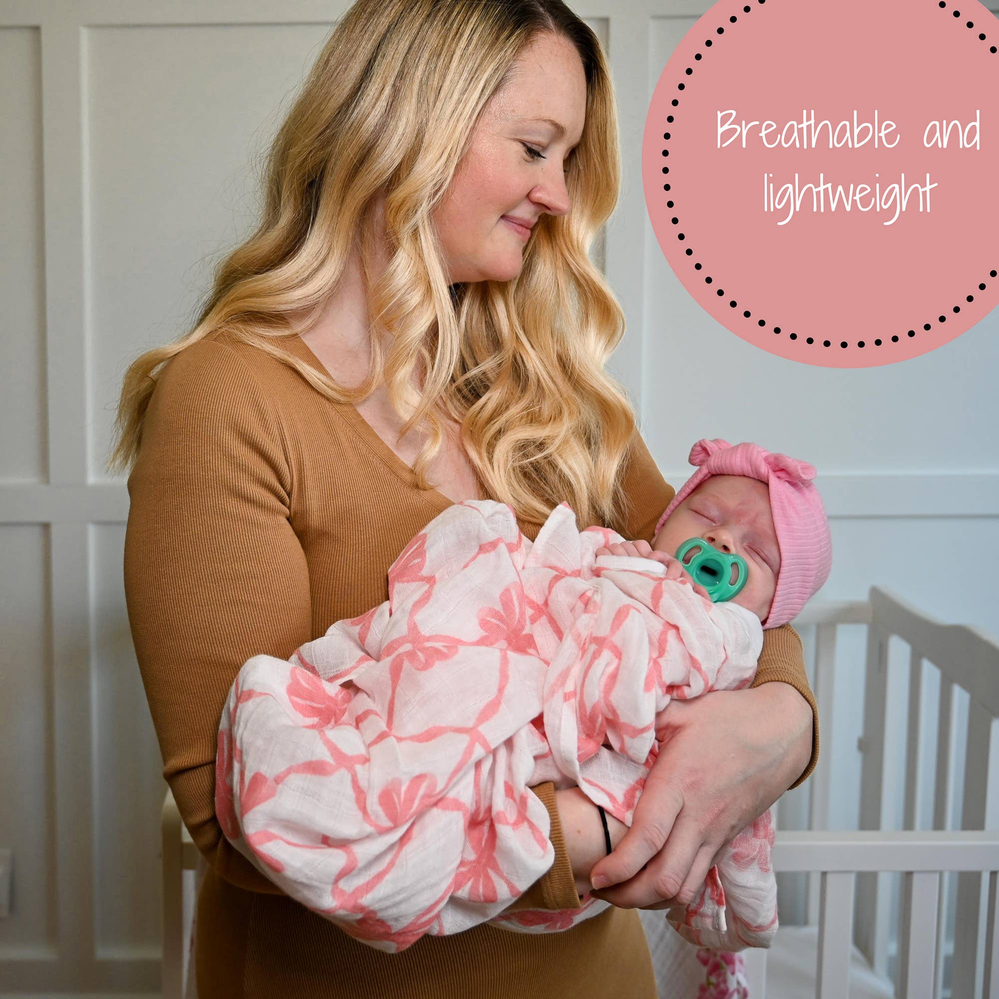 LollyBanks- Beautiful Bows Baby Muslin Swaddle Blanket