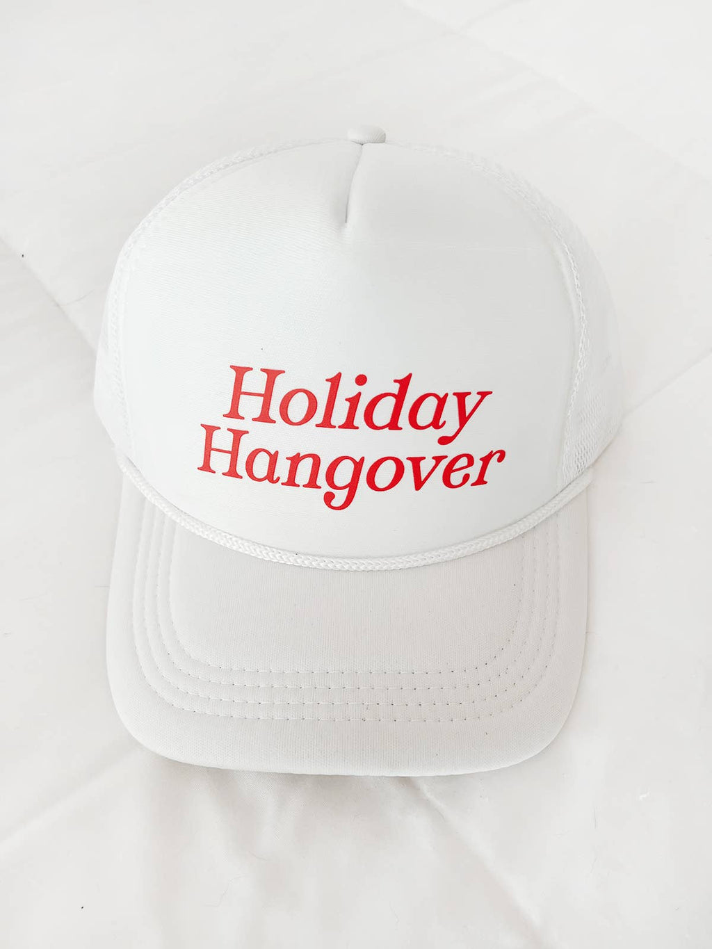 Maddon and Co.- Holiday Hangover Trucker Hat - White & Red