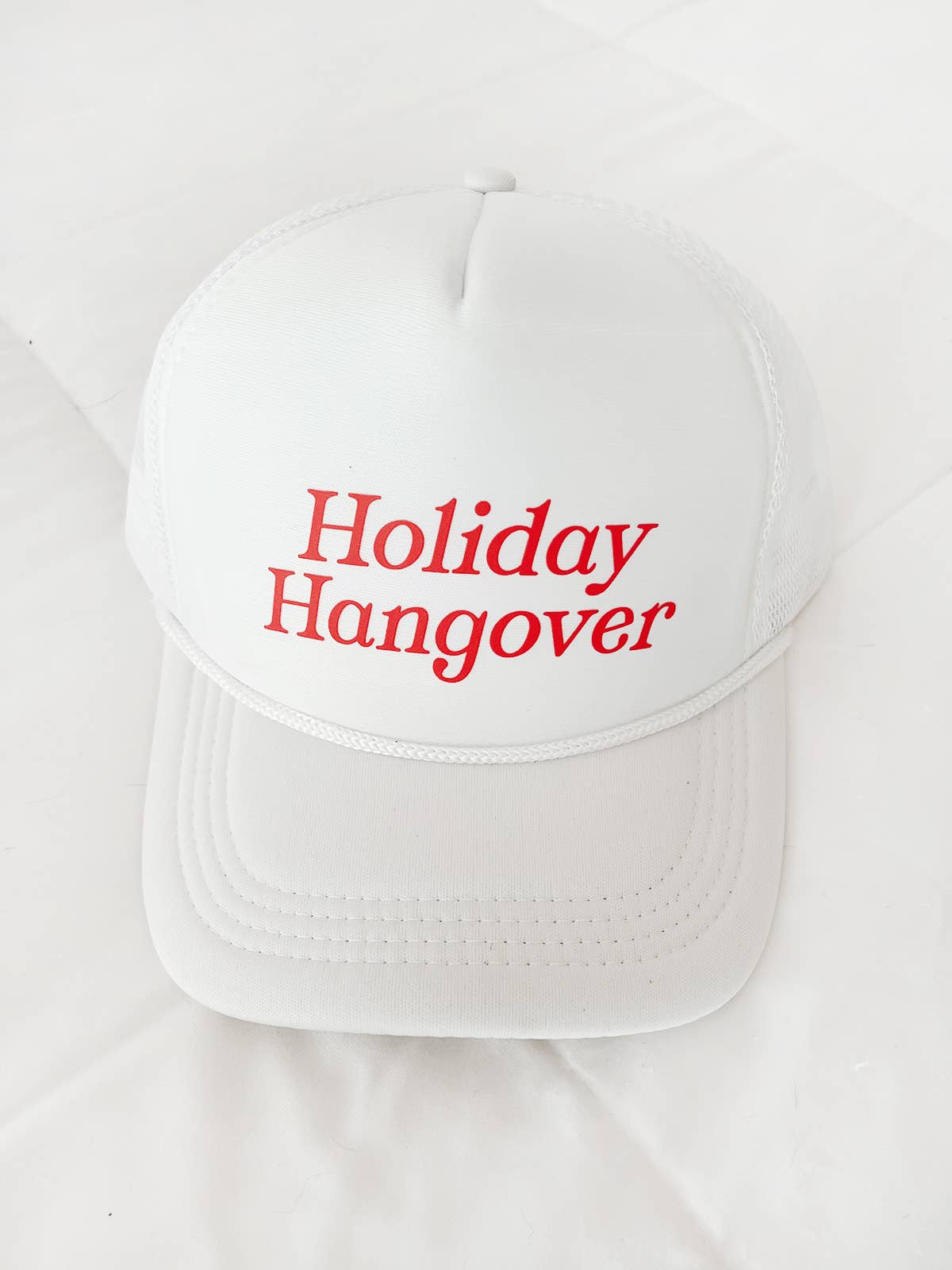 Maddon and Co.- Holiday Hangover Trucker Hat - White & Red