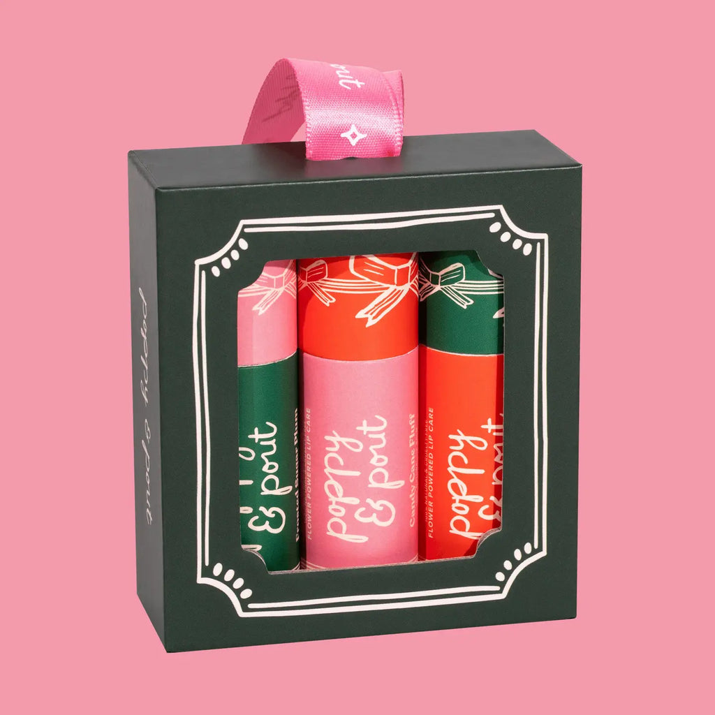 Poppy & Pout- Limited Edition, Lip Balm Trio, Holiday, Ornament