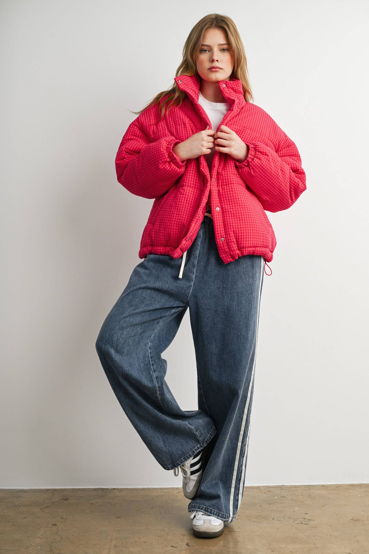 BUTTERMELON- Side Stripe Wide Leg Denim Pants