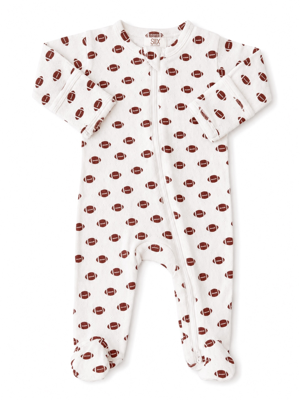 SIIX Collection- Football / Organic Pointelle 2-Way Zip Footie