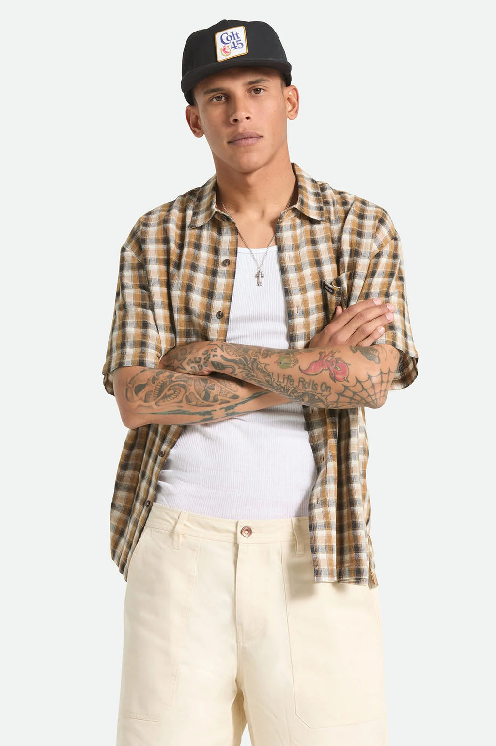 Brixton- Cru Linen Blend Plaid Shirt