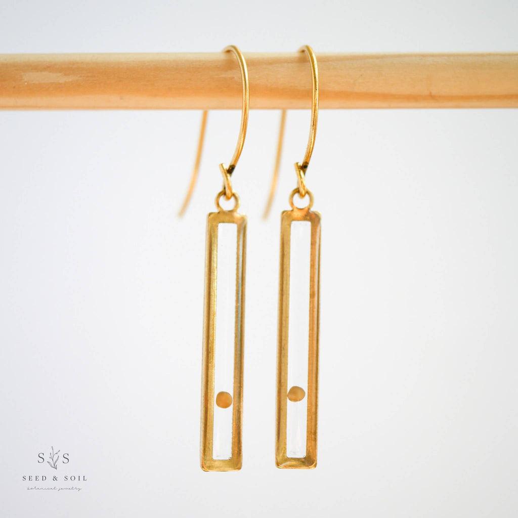 Seed & Soil- Slim Bar Mustard Seed Earring
