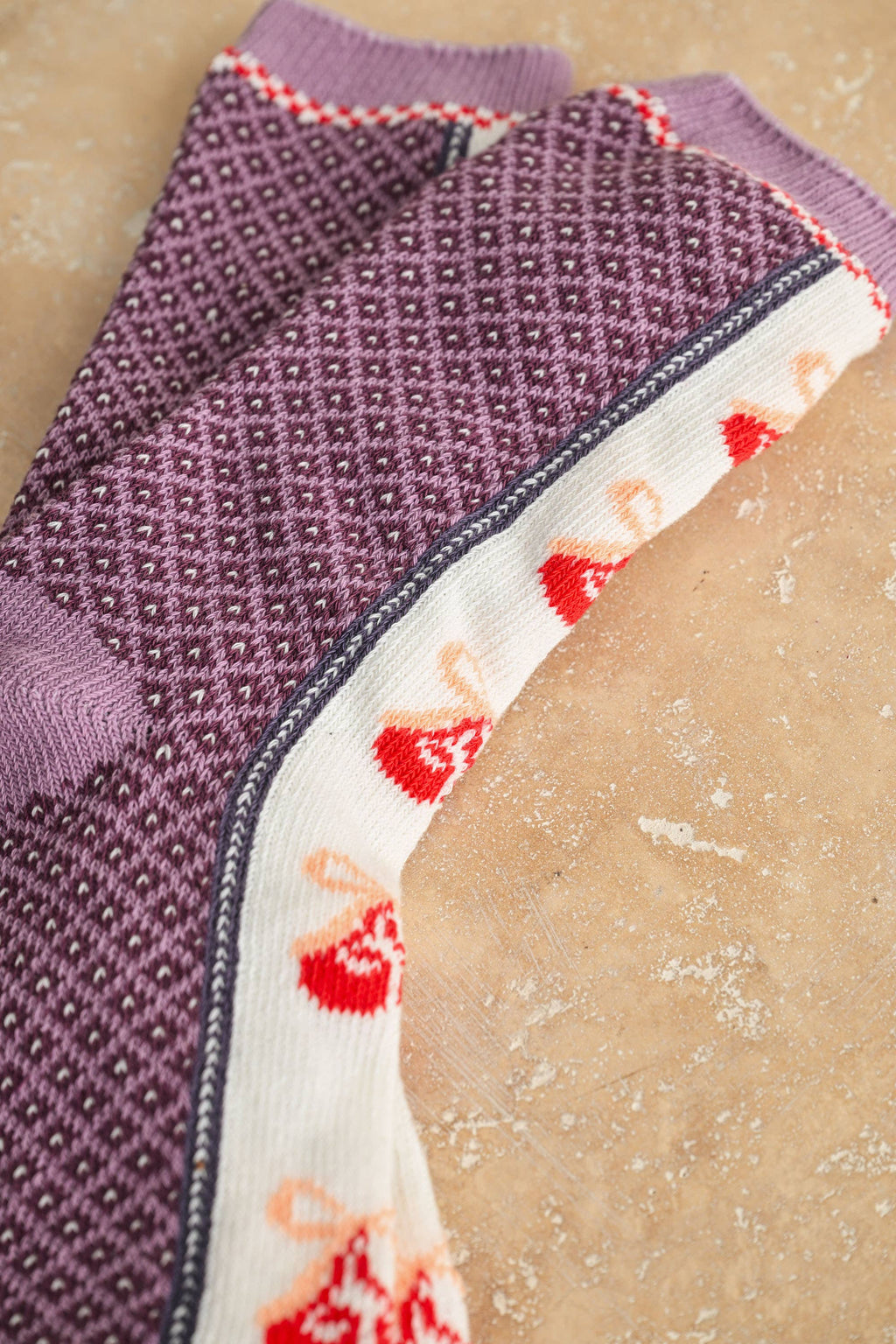 Miou Muse- Cherry and Multi Pattern Sock