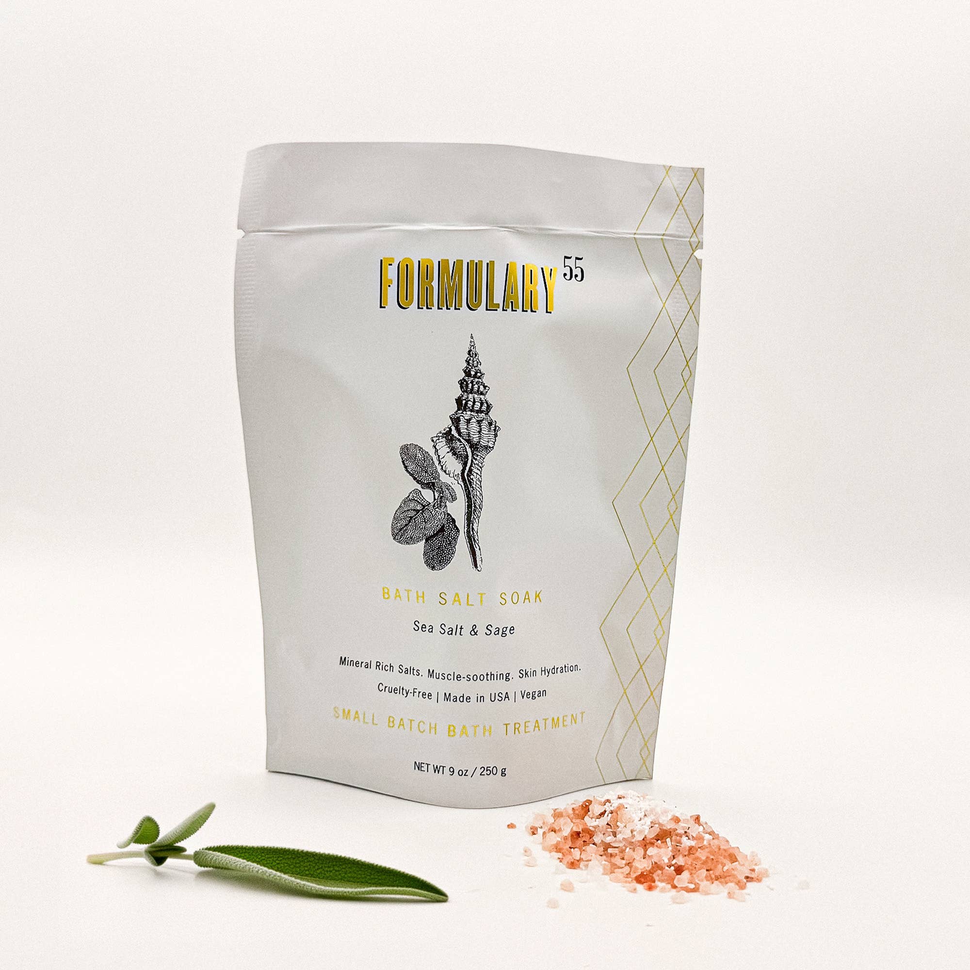 Formulary 55- Sea Salt & Sage Bath Salt Soak - 9oz Single Use