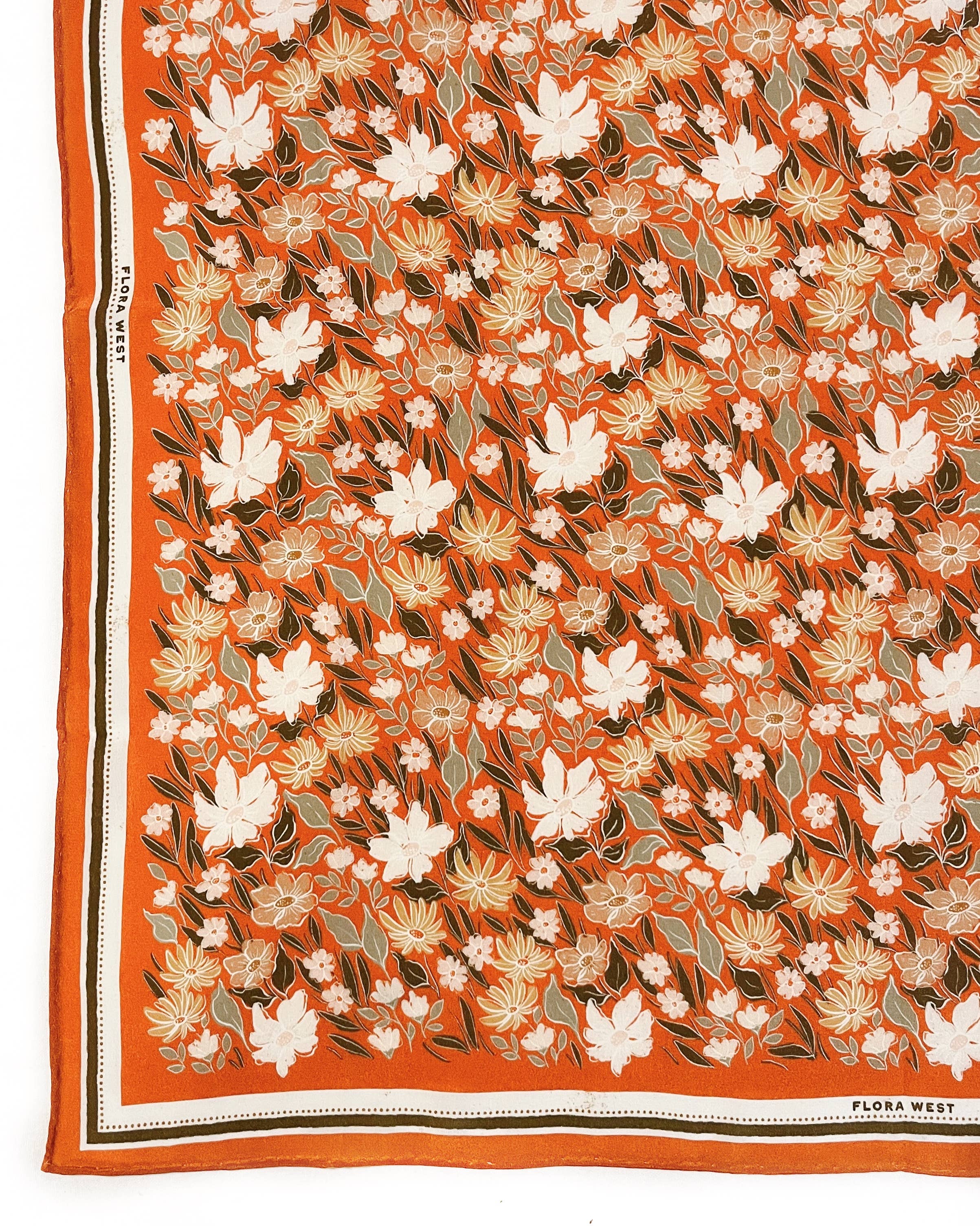 Flora West Design- 100% Silk Bandana Scarf - Botanical Garden Floral Western