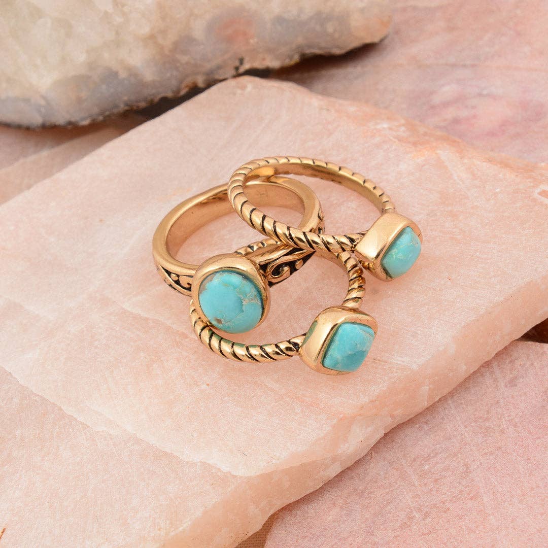 Barse Jewelry- Multi-Shape Turquoise Trio Ring