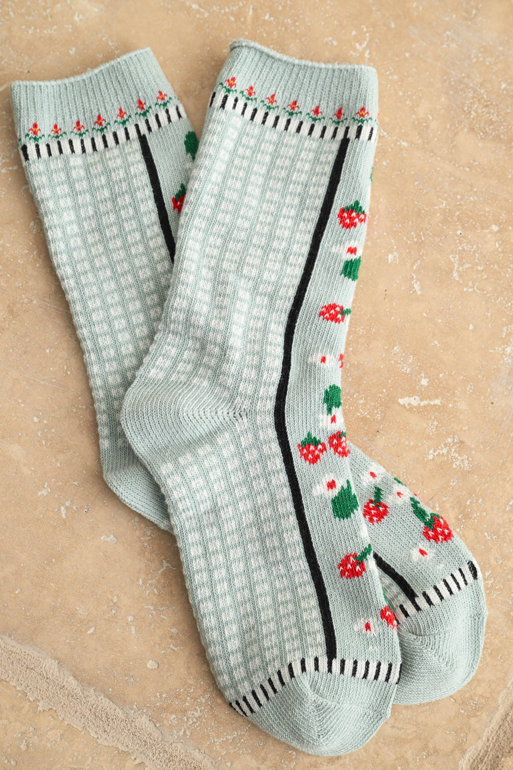 MIOU MUSE- Strawberry and Multi Pattern Sock