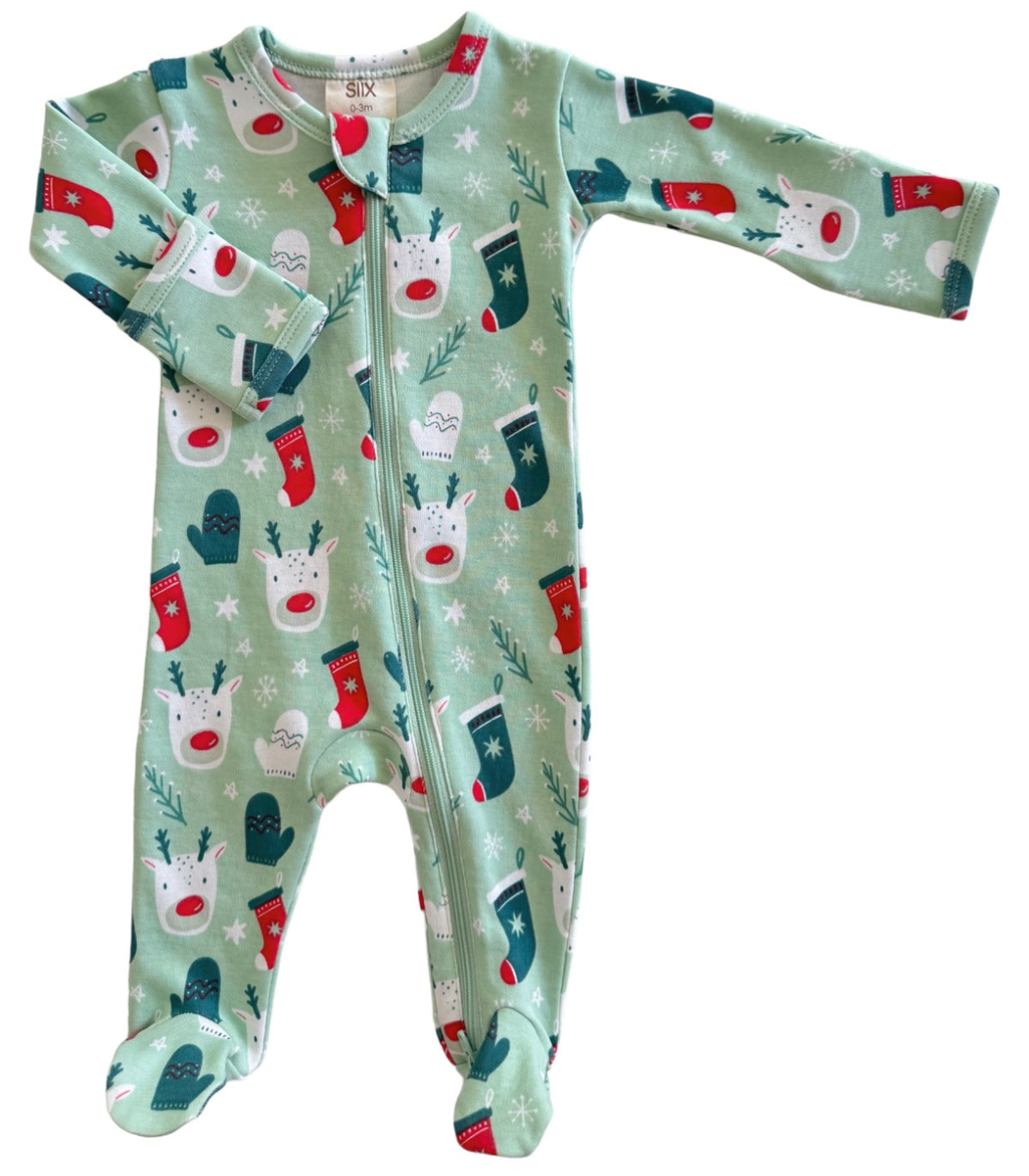 SIIX Collection- Reindeer / Organic Zip Footie