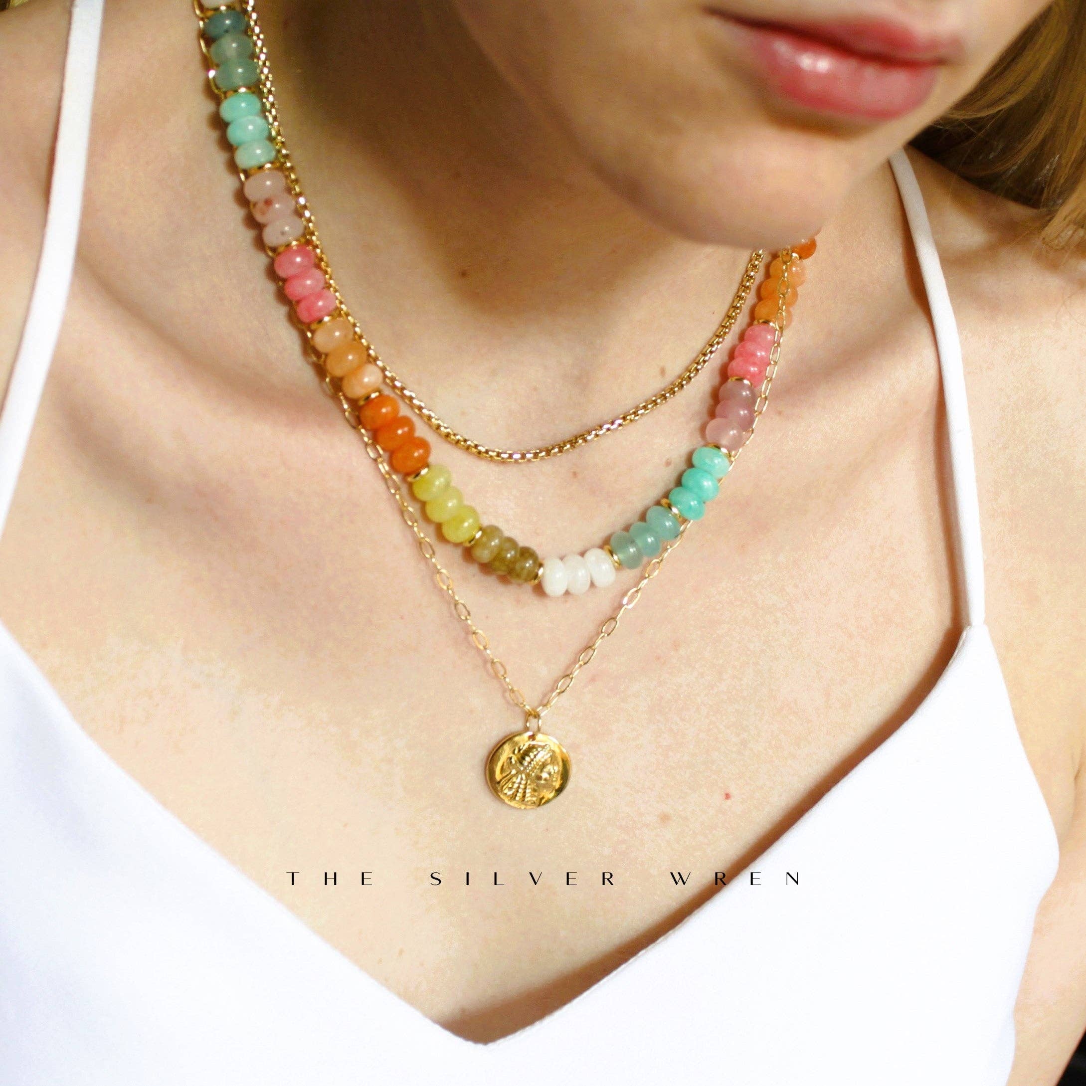 The Silver Wren- Stone Candy Necklace, Trendy Fashion Summer Jewelry