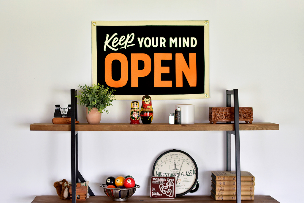 Oxford Pennant- Keep Your Mind Open Camp Flag