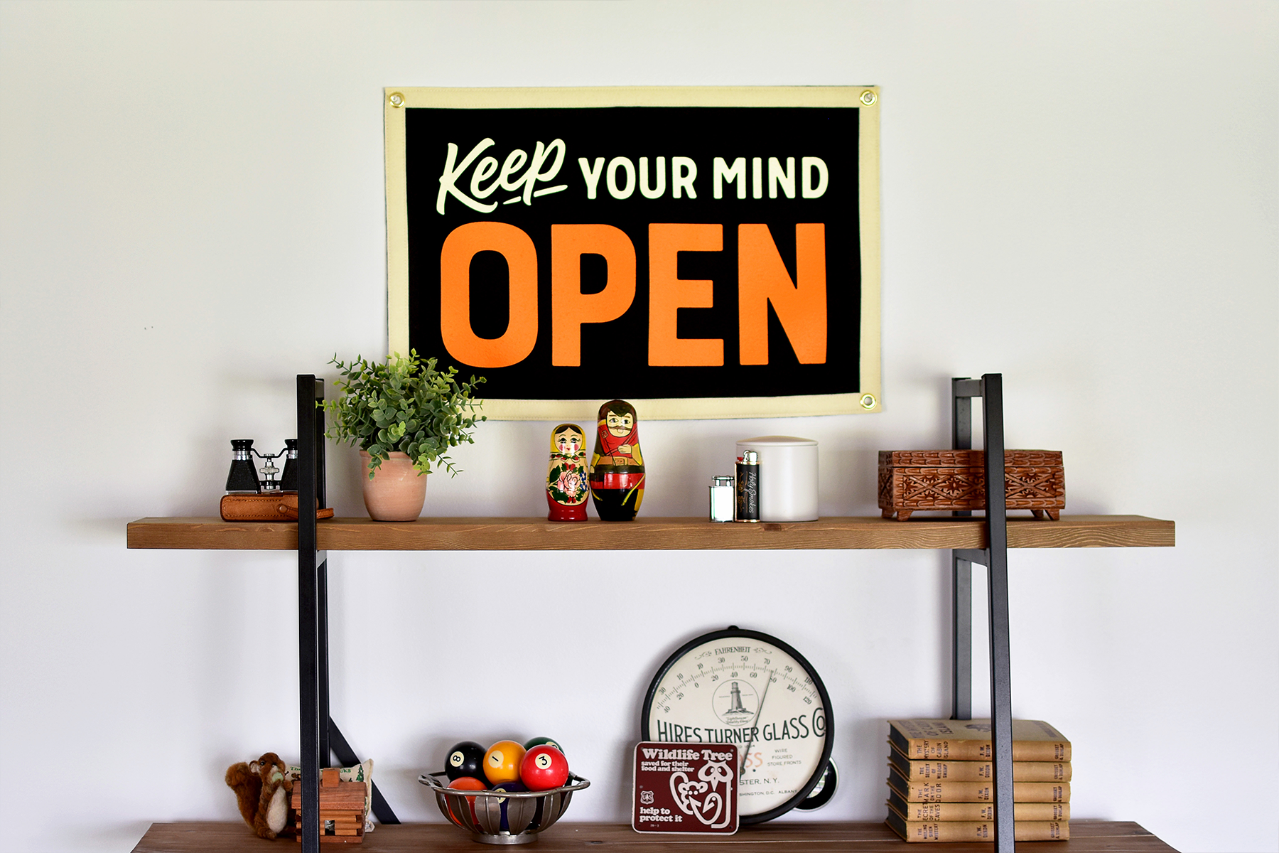 Oxford Pennant- Keep Your Mind Open Camp Flag