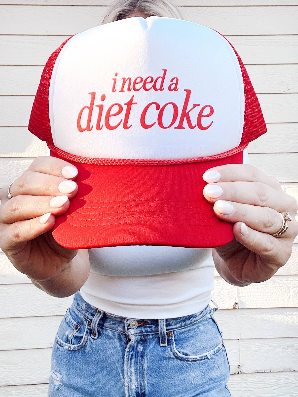 Maddon and Co.- I Need a Diet Coke Trucker Hat - Red & White