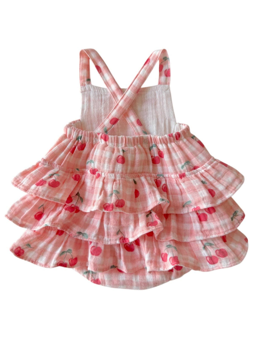 SIIX Collection- Gingham Cherries / Muslin Ruffle Sunsuit