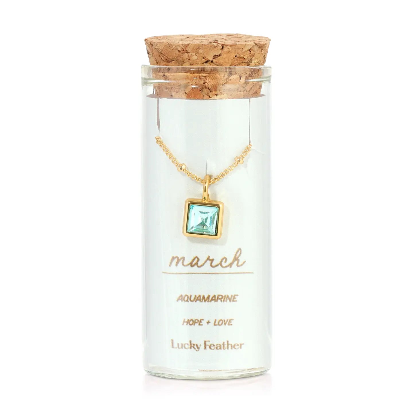 Lucky Feather- Birthstone Bottle Necklace