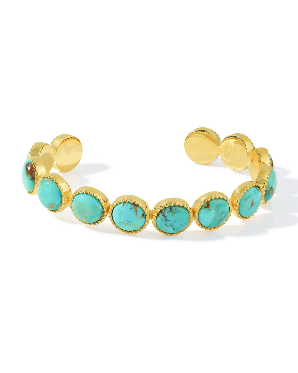 Tiramisu- Bohemian Gold Plated Bezel Mohave Turquoise Cuff Bracelet