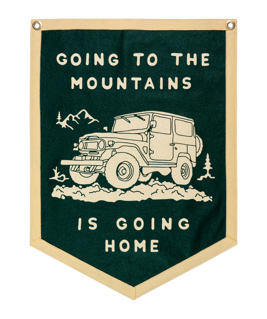 Oxford Pennant- Going to the Mountains is Going Home Camp Flag