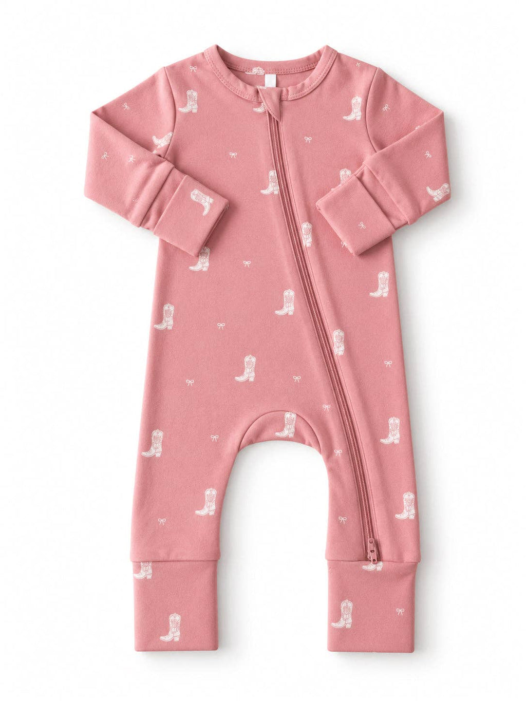 SIIX Collection- Boots & Bows / Organic Cotton 2-Way Zip Romper