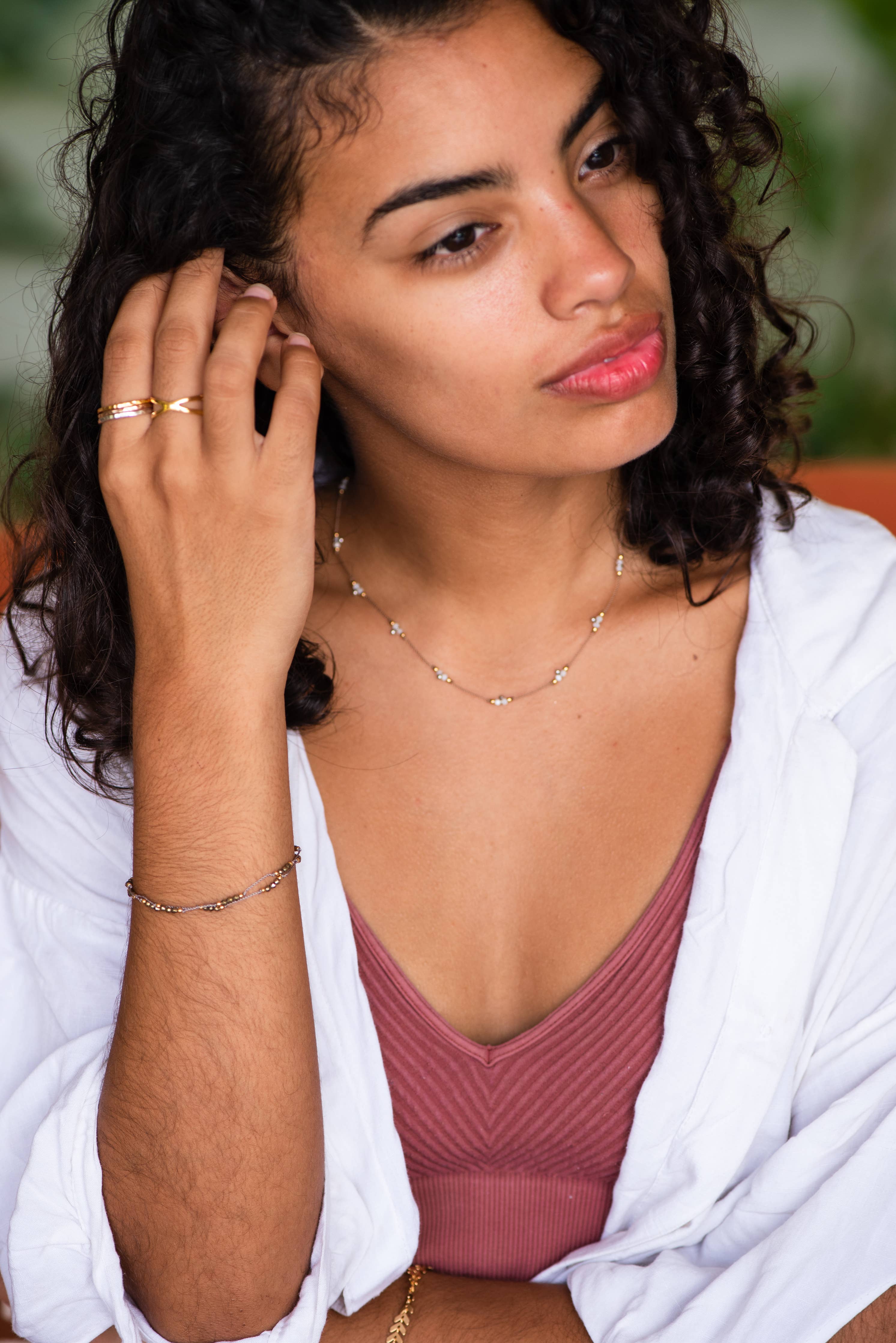 Bronwen Jewelry- Trail Necklace - Mother of Pearl