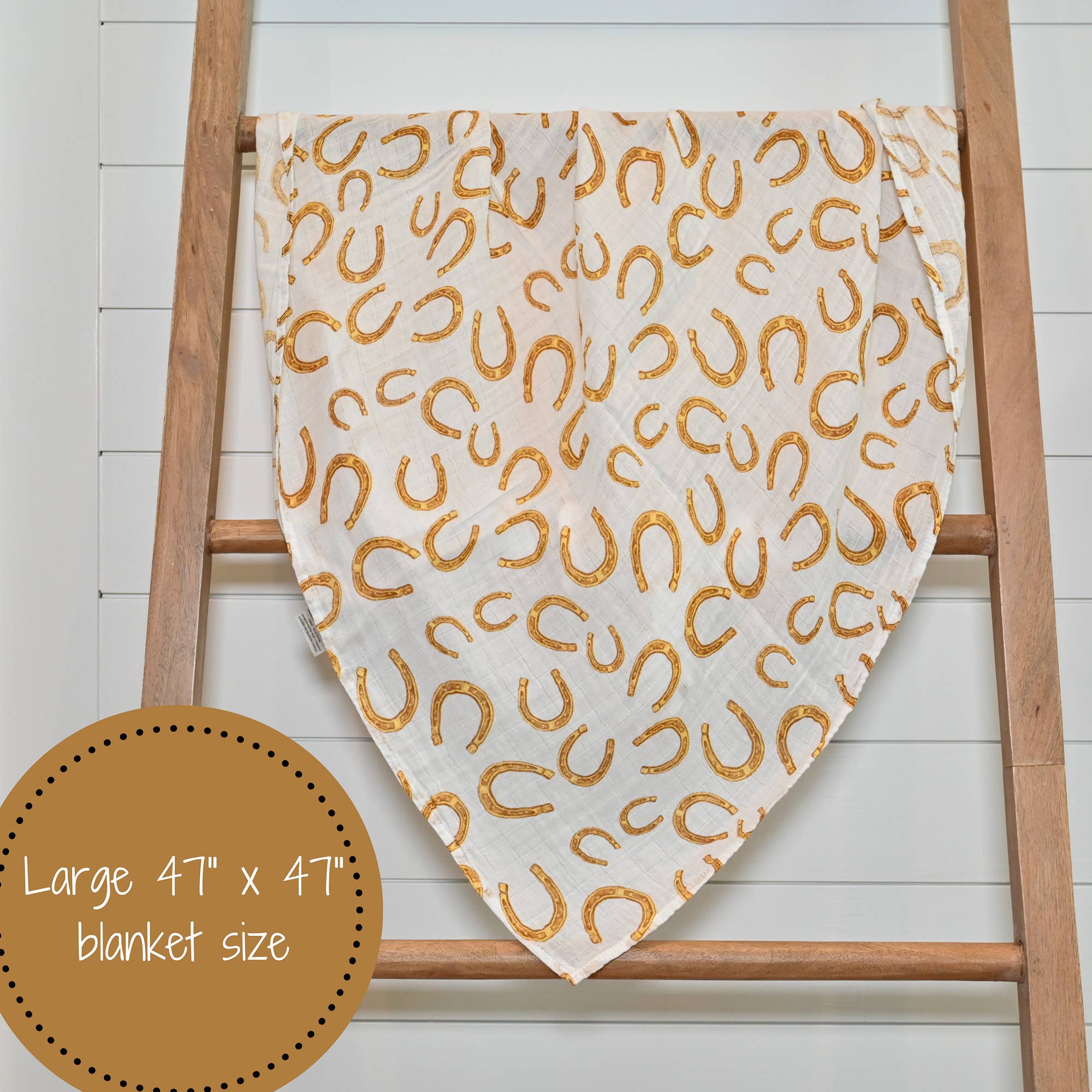 LollyBanks- Lucky Horseshoe Baby Muslin Swaddle Blanket