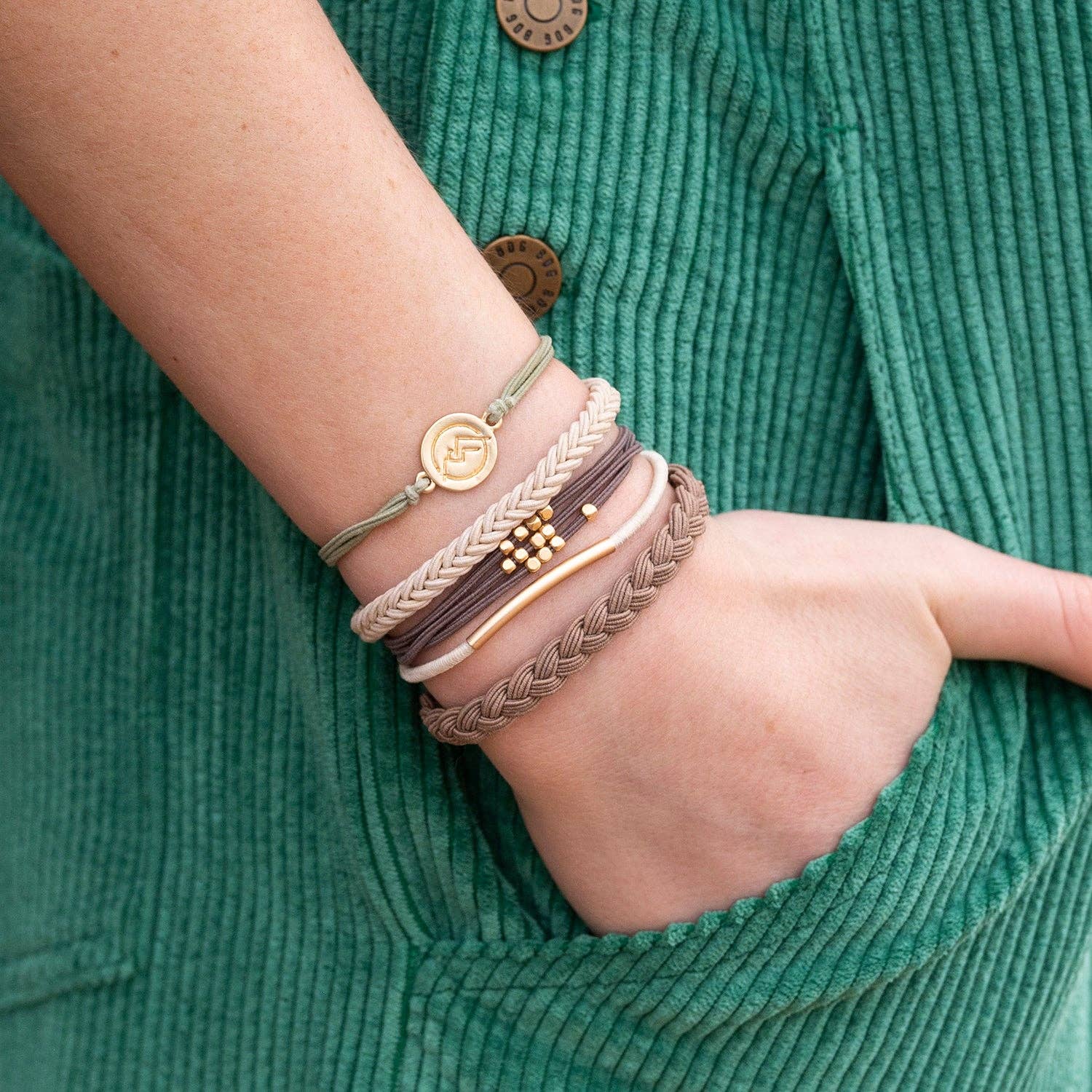 K'Lani- "Climb" Gold Mountain Peak Charm Hair Tie Bracelets