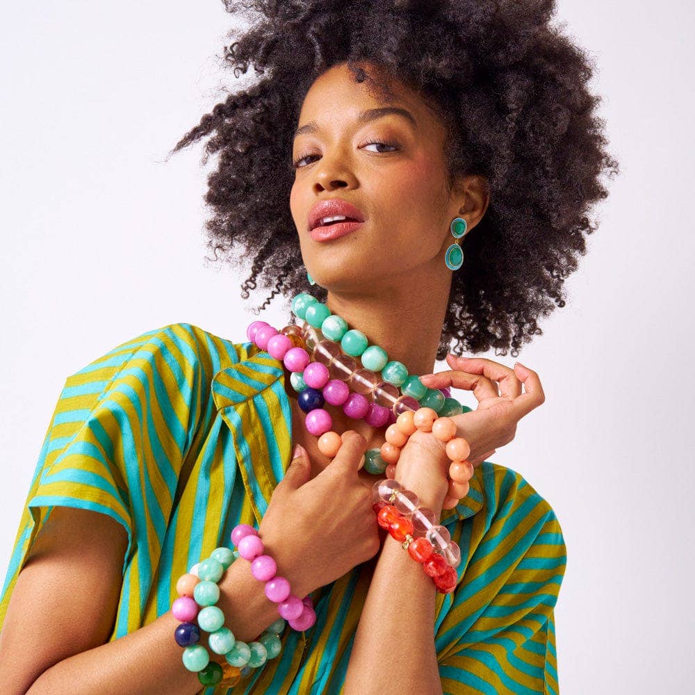 INK + ALLOY- Iris Large Resin Bead Necklace Multi Wholesale