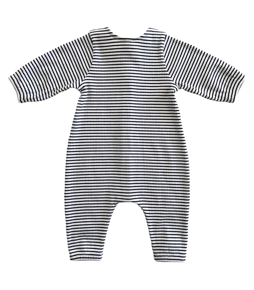 SIIX Collection- Black Stripe / Organic Ribbed Long Sleeve Bay Jumpsuit