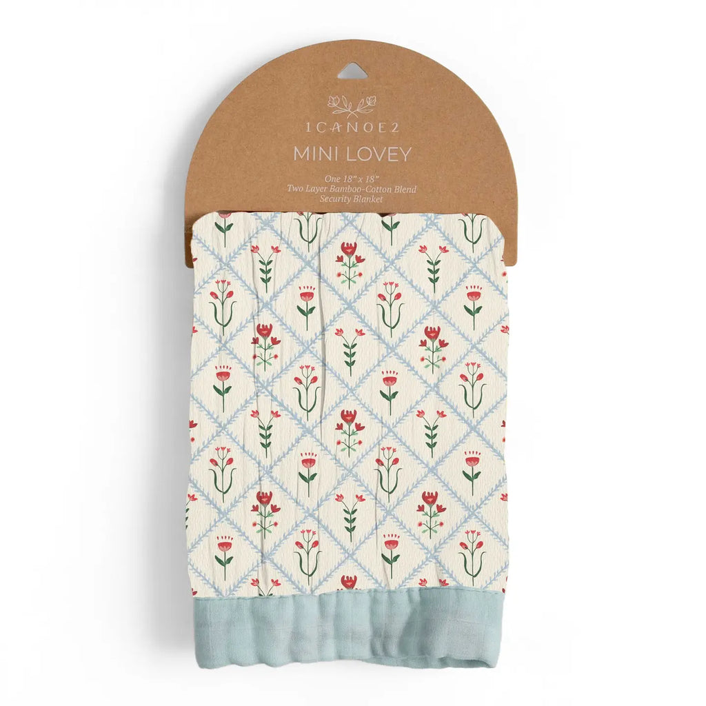 1canoe2- Scandinavian Folk Floral Diamond Baby Lovey Muslin Blanket