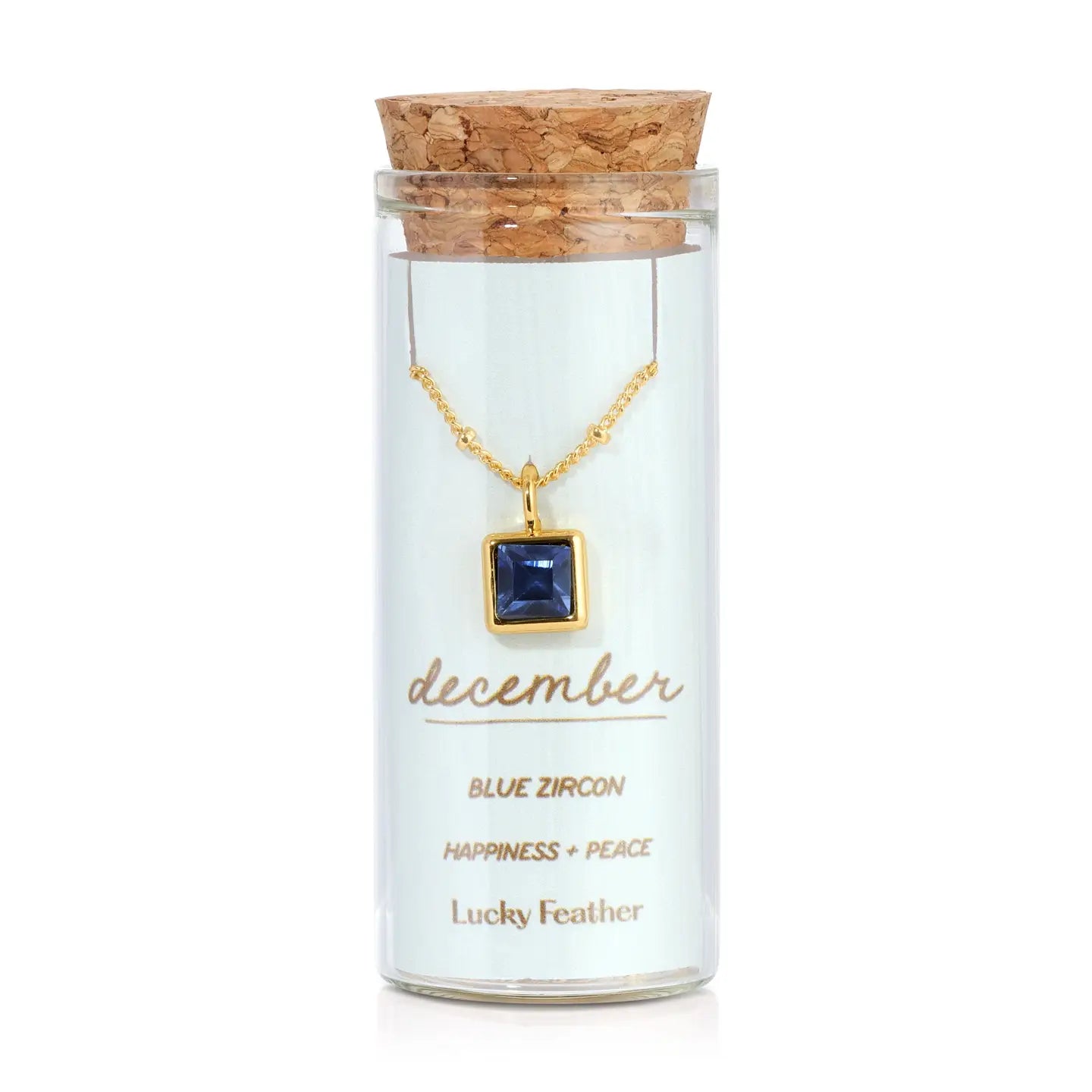 Lucky Feather- Birthstone Bottle Necklace
