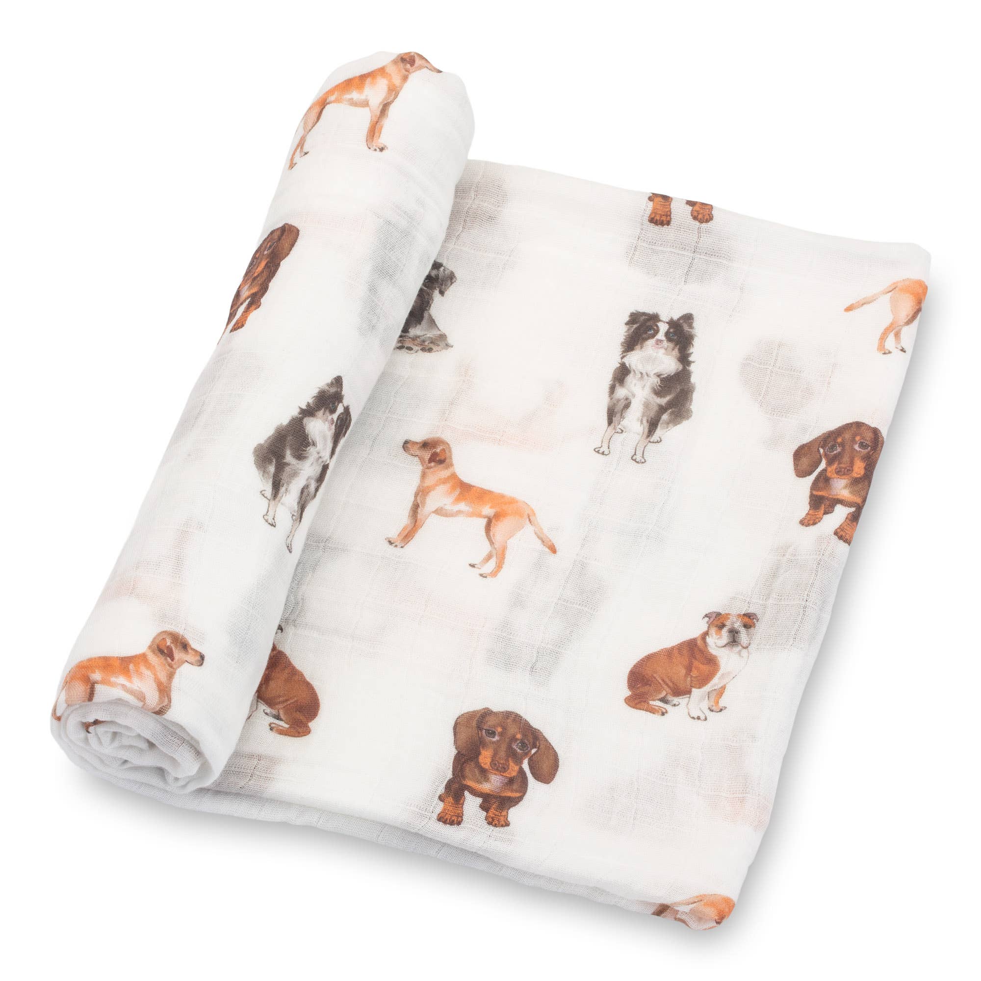 LollyBanks- Adorable Dog Print Baby Muslin Swaddle Blanket