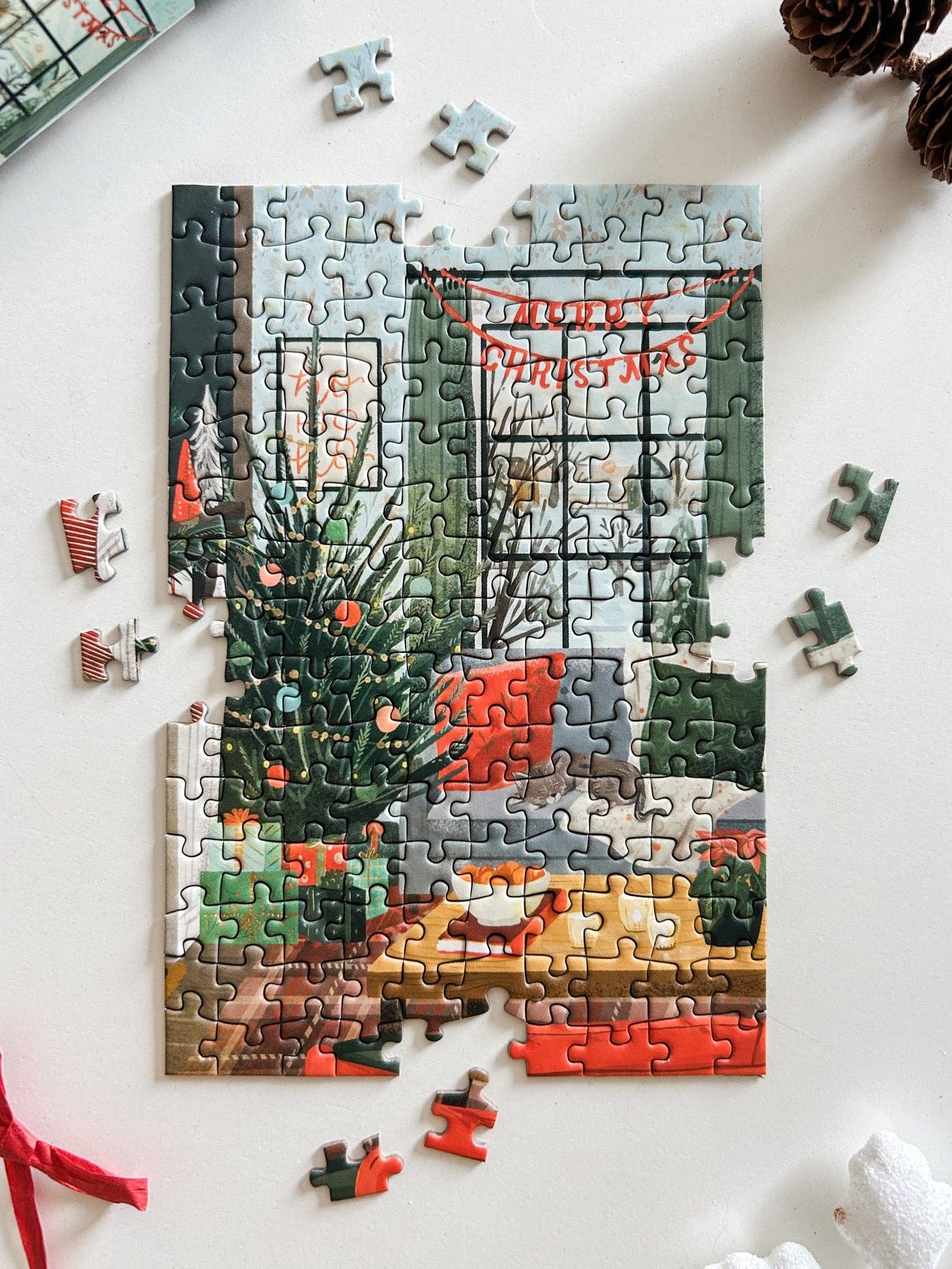 Spaghetti Tree- Cozy Christmas 150 Pc Mini Puzzle