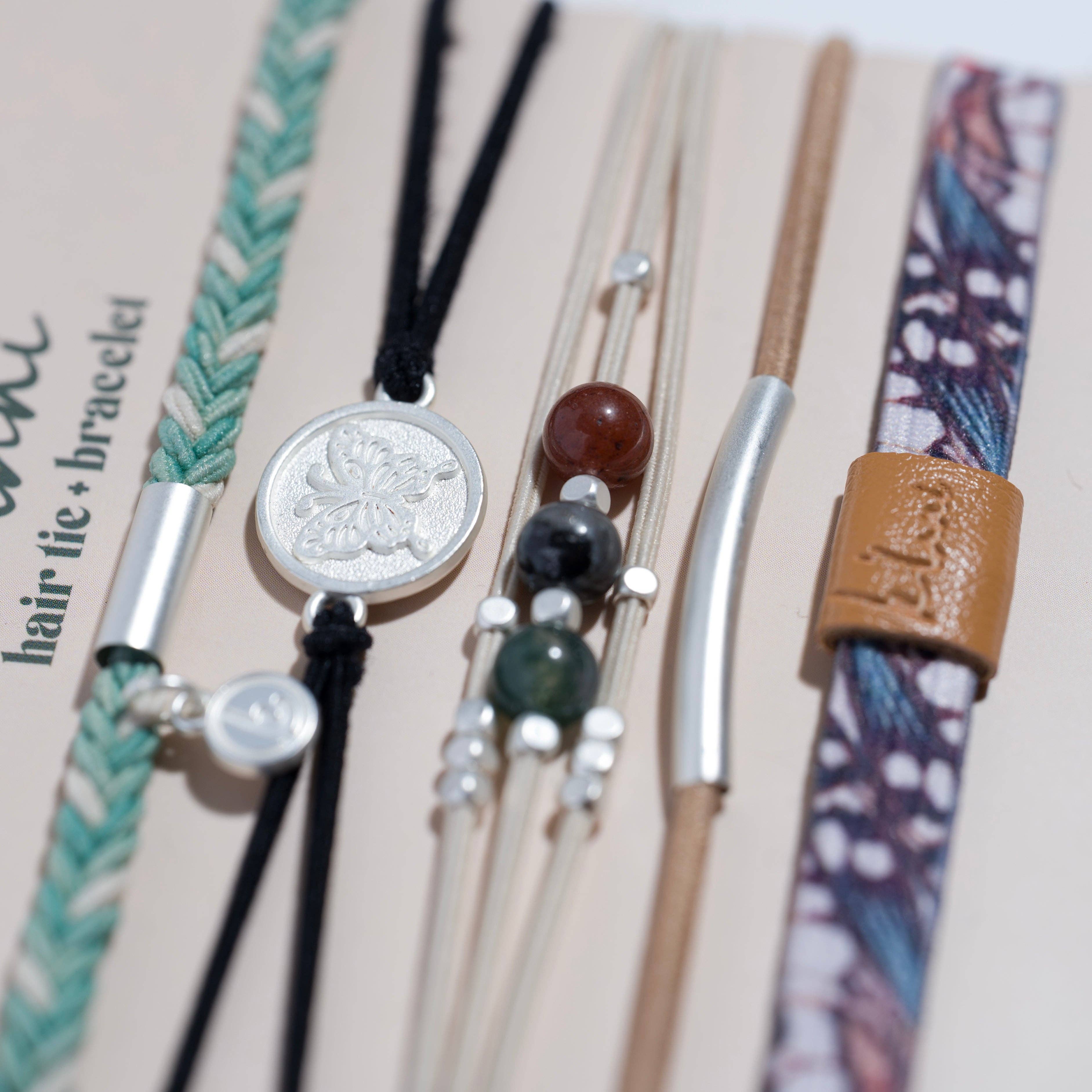 K'lani- "Flourish" Natural Butterfly Hair Tie Bracelets
